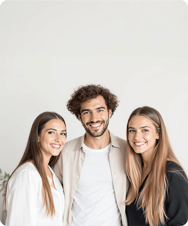 Happy team collaborating